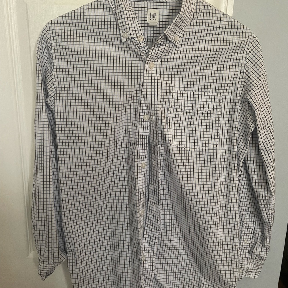 GAP Kids Blue and Navy Windowpane Check Shirt